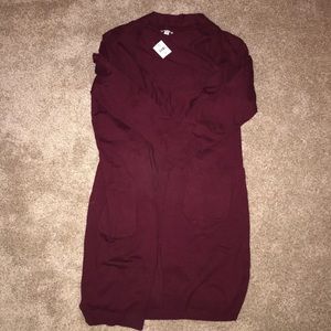 Long maroon cardigan